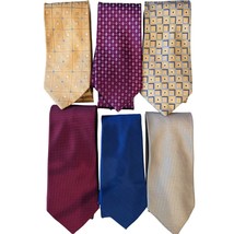 Michael Kors 100% Silk Tie Necktie Stripe Geo Tie Red Blue Gold 3.5&quot; Lot of 6 - $34.19