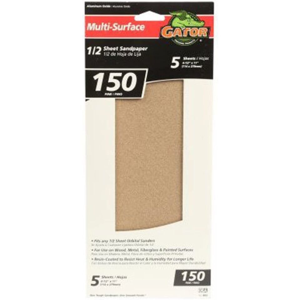 ALI INDUSTRIES 5051 150 25CT Grit Sandpaper, 4-Inch x 11-Inch, 5-Pack - $17.15