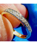 EARTH MINED DIAMOND Deco Wedding Band ORIGINAL Vintage Platinum 18K GOLD... - $1,895.25
