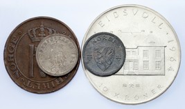 Noruega 4-Coin Juego 1894 &amp; 1942 10 Mineral 1912 5 Mineral 1964 10 Coronas - £54.81 GBP