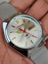 Vintage Citizen Mechanical Automatic Day Date Mens Wrist Watch Silver Dial - £41.76 GBP