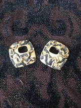 La Rage Vintage Pierced Earrings Modernist Mixed Materials Textured Meta... - £38.89 GBP