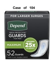 104 Ct Depend Incontinent Pad Bladder Control Pad Guards for Men 12&quot; L C... - $1,140.15 MXN