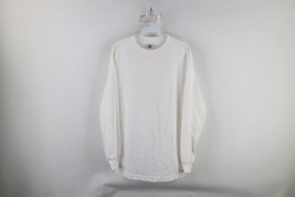 Vintage 90s Streetwear Mens Size Medium Blank Cotton Long Sleeve T-Shirt White - £40.65 GBP