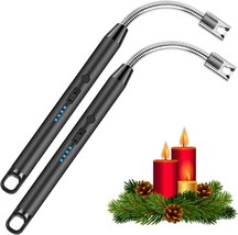 Candle Lighter - Flexible Plasma Arc Long Neck Usb Lighter, Black+Silver - £19.13 GBP