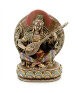 SARASWATI STATUE 6&quot; Seated Hindu Goddess Bronze Resin Sarasvati HIGH QUA... - $35.95