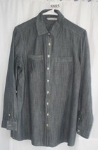 Signature By Larry Levine Size Large Grey Long Sleeve Blouse #8885 - £6.72 GBP