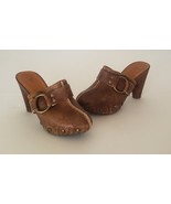 Frye Boots Reese Low Mule Distressed Brown Clogs Size 6.5 Slip On 4” Hee... - £62.89 GBP