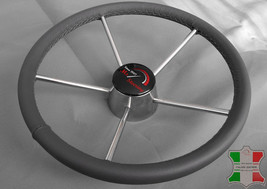 For Santa Yacht Grey Leather Steering Wheel Cover, Diff Seam Colors - £35.96 GBP+