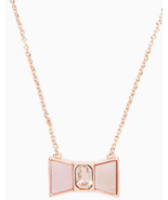 Kate Spade Pink Bow Shoppe Mini Necklace Pendant MOP Crystal Rose Gold  - £31.06 GBP