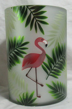 Yankee Candle Frosted Large Jar Holder Paradise Flamingo Vibrant Palms Frosted - £56.01 GBP