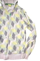 Adidas Neo Label Geometric Zip Hoodie Women’s Small Yellow Gray Pattern image 3