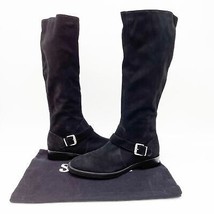 NEW Schutz Luidi Womens 7 Buckled Suede Leather Knee Boot Black Side Zip  - $157.49