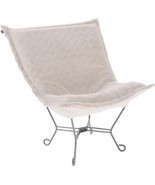 Pouf Chair HOWARD ELLIOTT ANGORA Natural Polyester High-Pile Faux Fur Foam  - £1,178.74 GBP