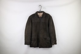 Vintage 60s Streetwear Mens 44 Distressed Quilt Lined Suede Leather Jacket USA - £77.86 GBP