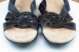 Clarks Sz 7.5 M Black Slide Leather Women Sandals 88455 - £15.78 GBP