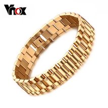 Vnox Men's Bracelet Gold-color Chunky Chain Bracelets Bangles Stainless Steel Ma - £17.41 GBP