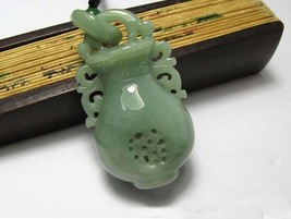 Free Shipping - HAND-CARVED Natural Green Jade Vase charm Pendant  / Necklace -  - $20.00