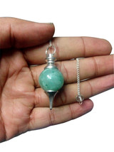 Green Aventurine Chakra Healing Reiki Sphere Shaped Pendulum Stone Carved - $35.00