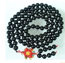 Free Shipping -10 mm Tibetan buddhist natural black Agate meditation yoga 108 Pr - £31.96 GBP