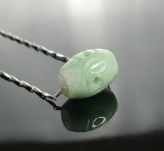 Free Shipping - Hand carved  Natural Green Jadeite Jade Football / Ball charm Pe - £20.32 GBP
