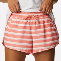 Columbia Bogata Bay Stretch Shorts Womens XL Coral Pink Striped UPF 50 NEW - $29.57