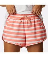 Columbia Bogata Bay Stretch Shorts Womens XL Coral Pink Striped UPF 50 NEW - £23.25 GBP