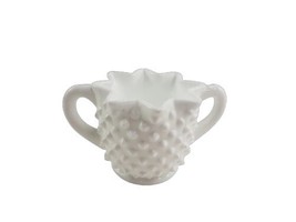 Fenton Hobnail Milk Glass Ruffled Edge Star Shape Sugar Bowl Handles Vintage  - £5.73 GBP