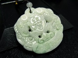 Free Shipping -  Rich Fortune Natural Green Jadeite Jade Carved  Fish  charm Pen - £20.49 GBP