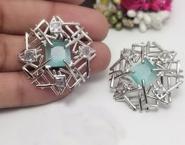 Indio Bañado en Plata Estilo Bollywood Cz Pendientes de Presión Fashion Jewelry - £29.70 GBP