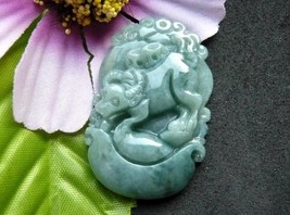 Free Shipping - Amulet Natural green Jadeite Jade Zodiac ox charm Pendant / neck - £16.03 GBP