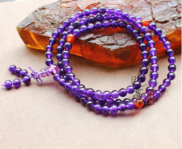 Free Shipping -  Amethyst Mala with Red agate beads  Meditation Yoga 108 Beads P - £31.97 GBP
