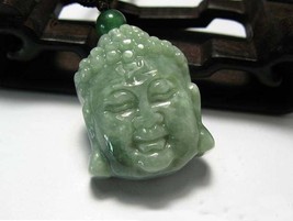 Free Shipping - Hand carved Jadeite Jade Natural Green jade Buddha Head  - £21.91 GBP