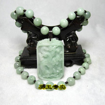 Free Shipping - AAA  Natural green Jadeite Jade carved Dragon charm Pendant / ne - $30.00
