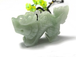 Free Shipping - Natural Green Jadeite Jade carved small Dragon Charm Pendant - £15.98 GBP
