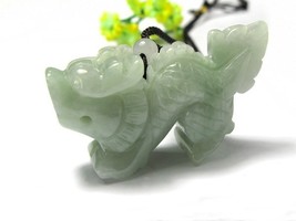 Free Shipping - Natural Green Jadeite Jade carved small Dragon Charm Pendant - £15.14 GBP