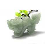 Free Shipping - Natural Green Jadeite Jade carved small Dragon Charm Pen... - $20.00