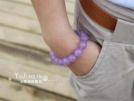 Free Shipping - lovely Natural Purple jade stone Prayer Beads charm bracelet - £15.73 GBP