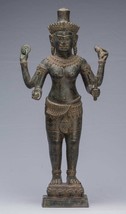 Vishnu Statua - Antico Khmer Stile Bronzo Bayon Stile 63cm/63.5cm - $1,044.87