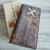 XRC-29 Twisted X  Western Distressed Brown Rodeo Wallet with White Logo - £33.84 GBP