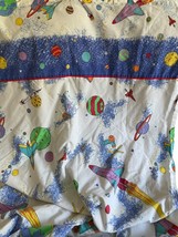 Vintage Space Rockets Planets Retro Twin Bed Sheet Set Coming Home Cotto... - $29.17