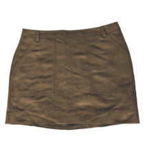 Hinge Womens A-Line Suede Mini Skirt Small Brown Back Zip Club Wear Casual - £20.57 GBP