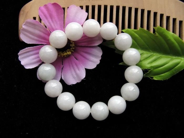 Primary image for Free Shipping -  natural white Jadeite Jade Prayer Beads  charm bracelet