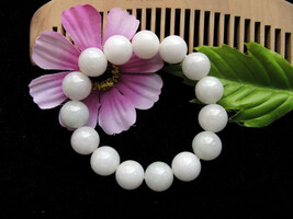 Free Shipping -  natural white Jadeite Jade Prayer Beads  charm bracelet - $25.99