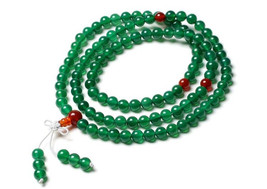 Free shipping - Tibetan  natural Green Aventurine jade Mala  Carnelian Yoga Medi - £28.32 GBP