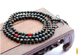 Free Shipping - 8mm Tibetan Buddhism Handcrafted Natural blue tiger eye Mala wit - £28.76 GBP
