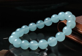 Free Shipping - lovely Natural sky blue jade Prayer Beads charm bracelet - £15.62 GBP