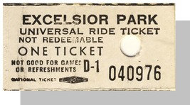 Excelsior Amusement Park Ticket, Excelsior, Minnesota/MN - £2.15 GBP
