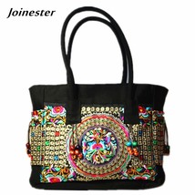 Floral Embroider Women Ethnic Shoulder Bag Ladies Large Canvas Handbags Female V - £36.83 GBP