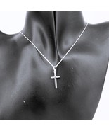 Vintage Simple Italy Sterling Silver Cross Necklace Pendant 16” Chain 92... - $22.75